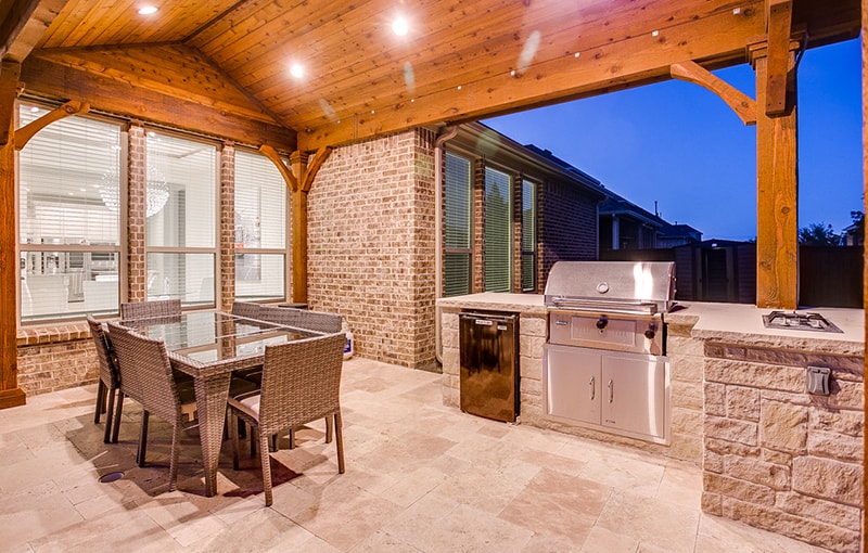Outdoor Kitchen with Custom Arbor