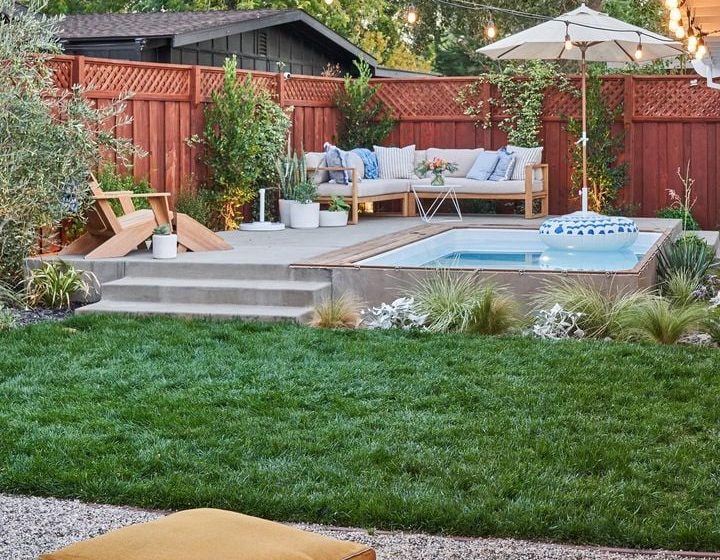 Plungie Pool Original in finished backyard